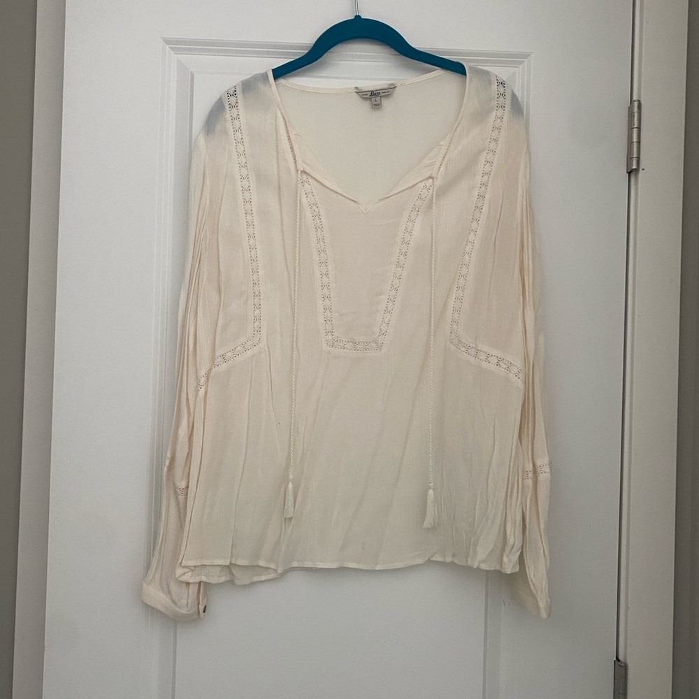 Bass Cream Lace-Accent Blouse
